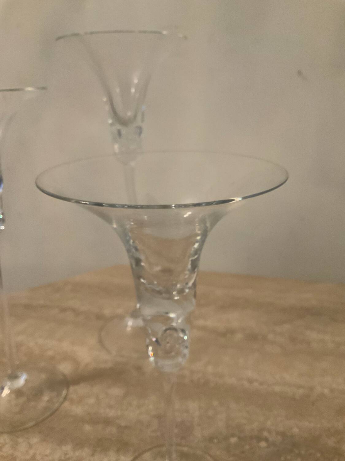 Trio of vintage glass paste candlesticks