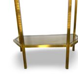 Table d'appoint italienne demi-hexagonale en laiton des années 1970.