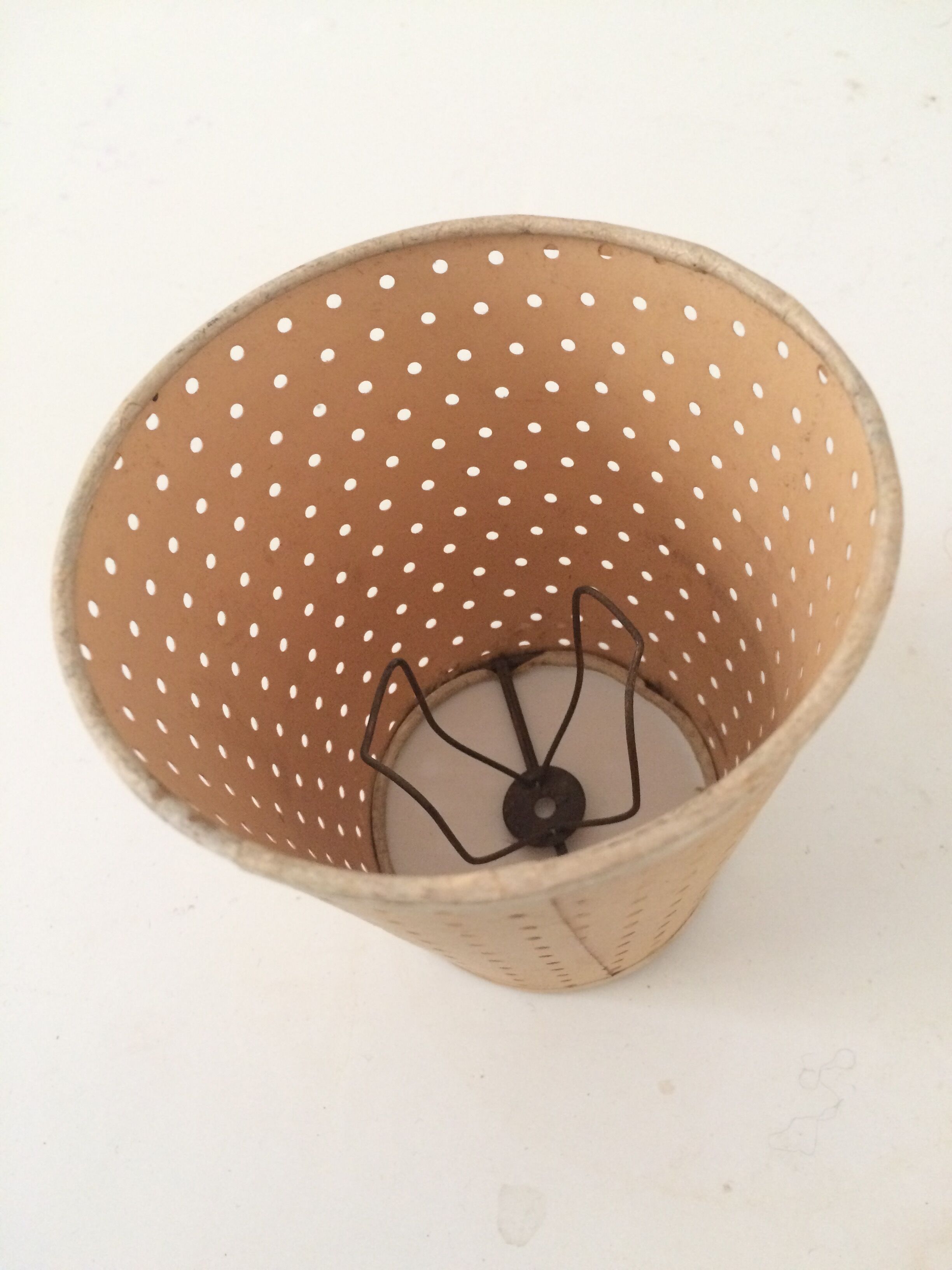 Mini lampshade with vintage perforated cardboard pliers