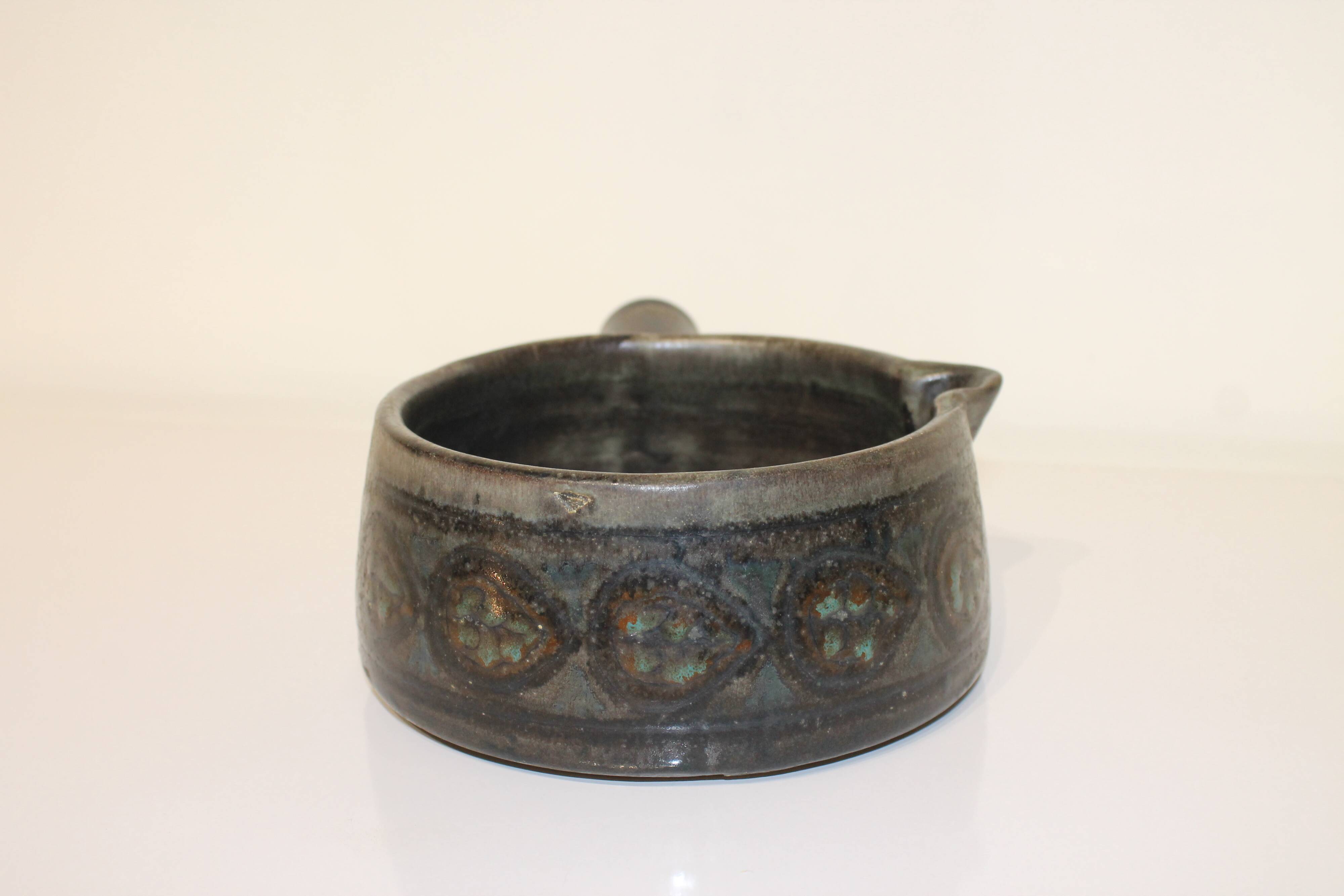 Vintage ceramic skillet by Jean De Lespinasse