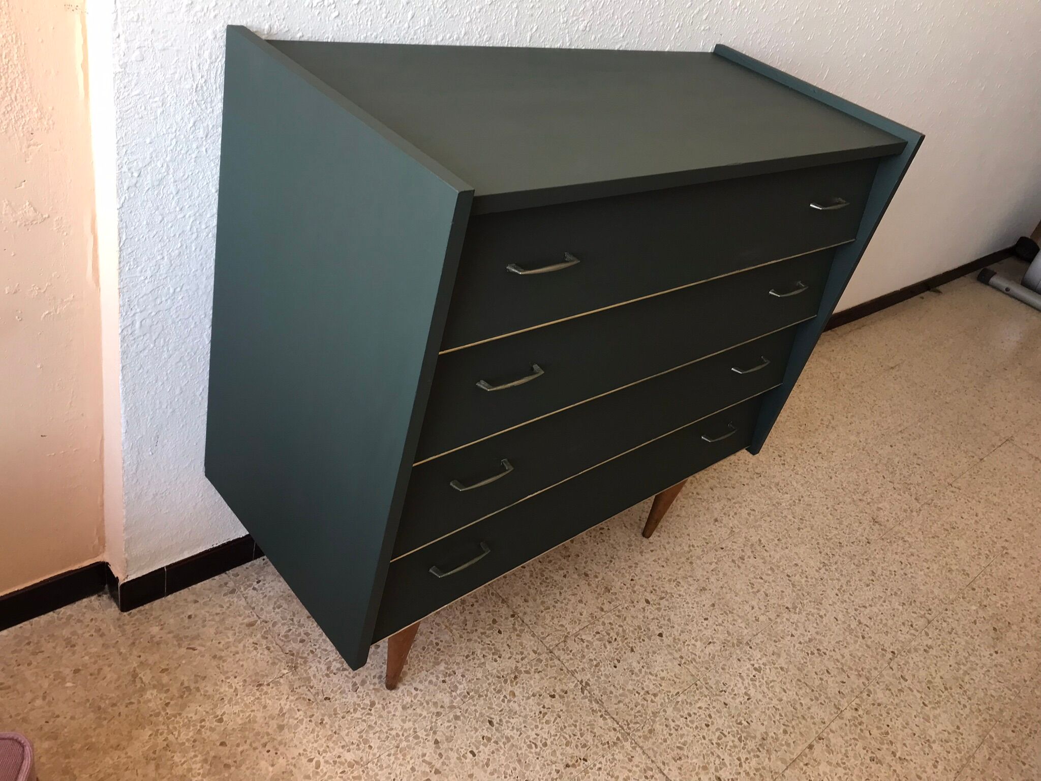 Dark green vintage dresser.