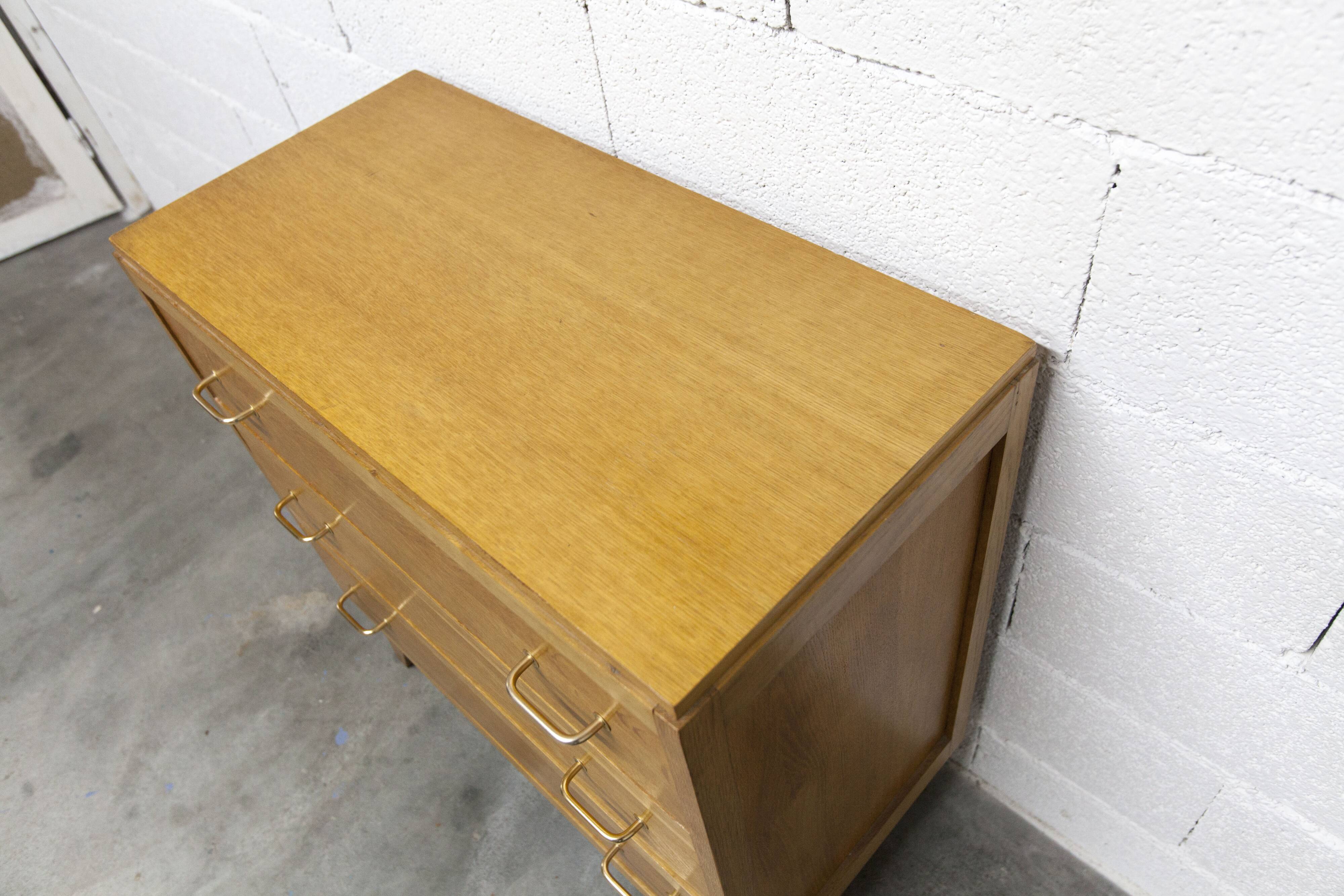 3-drawer chest with splayed legs, 1960s, honey color