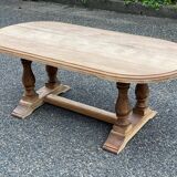 Renovated oval farmhouse or monstera coffee table in raw solid wood