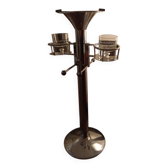 chrome standing ashtray with glass holder 1930 design by Boris Lacroix