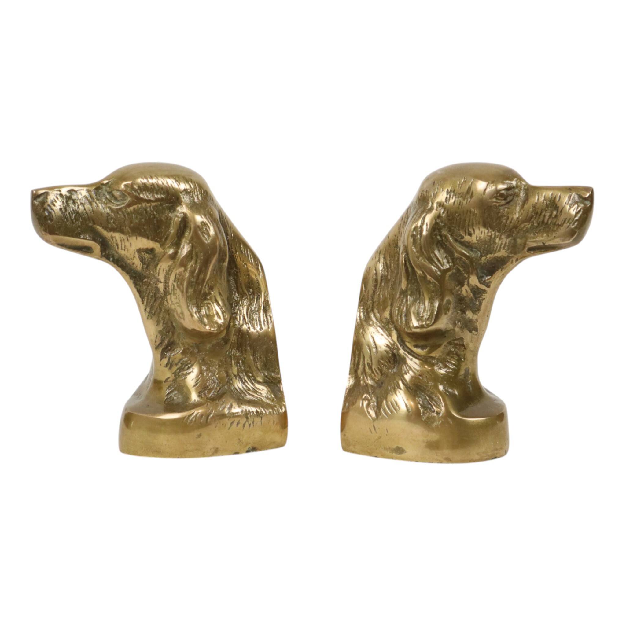Vintage Pair of Brass Bookends for Irish Setter Dogs