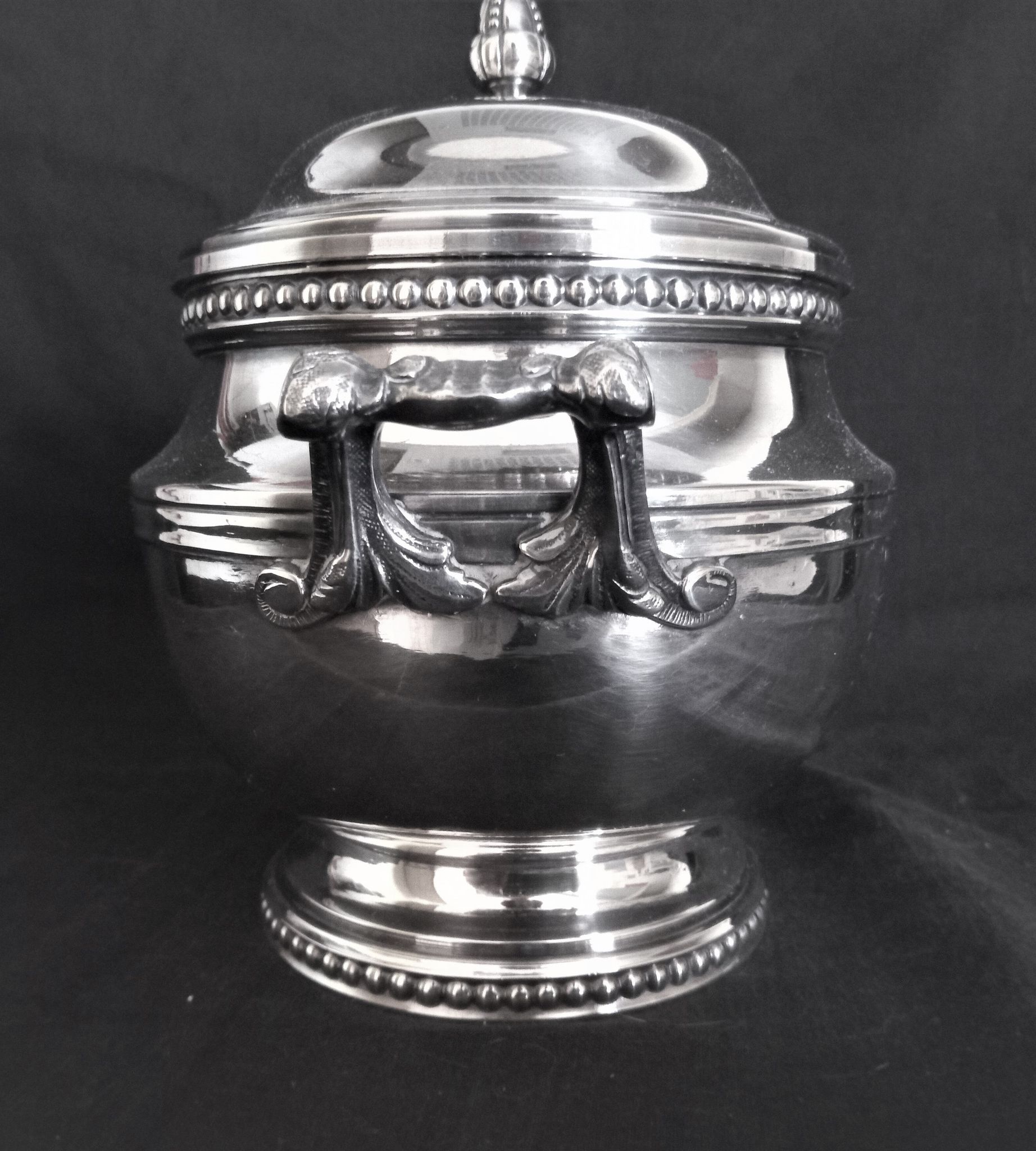 Tea and coffee set on tray, in silver metal Ercuis Goldsmith