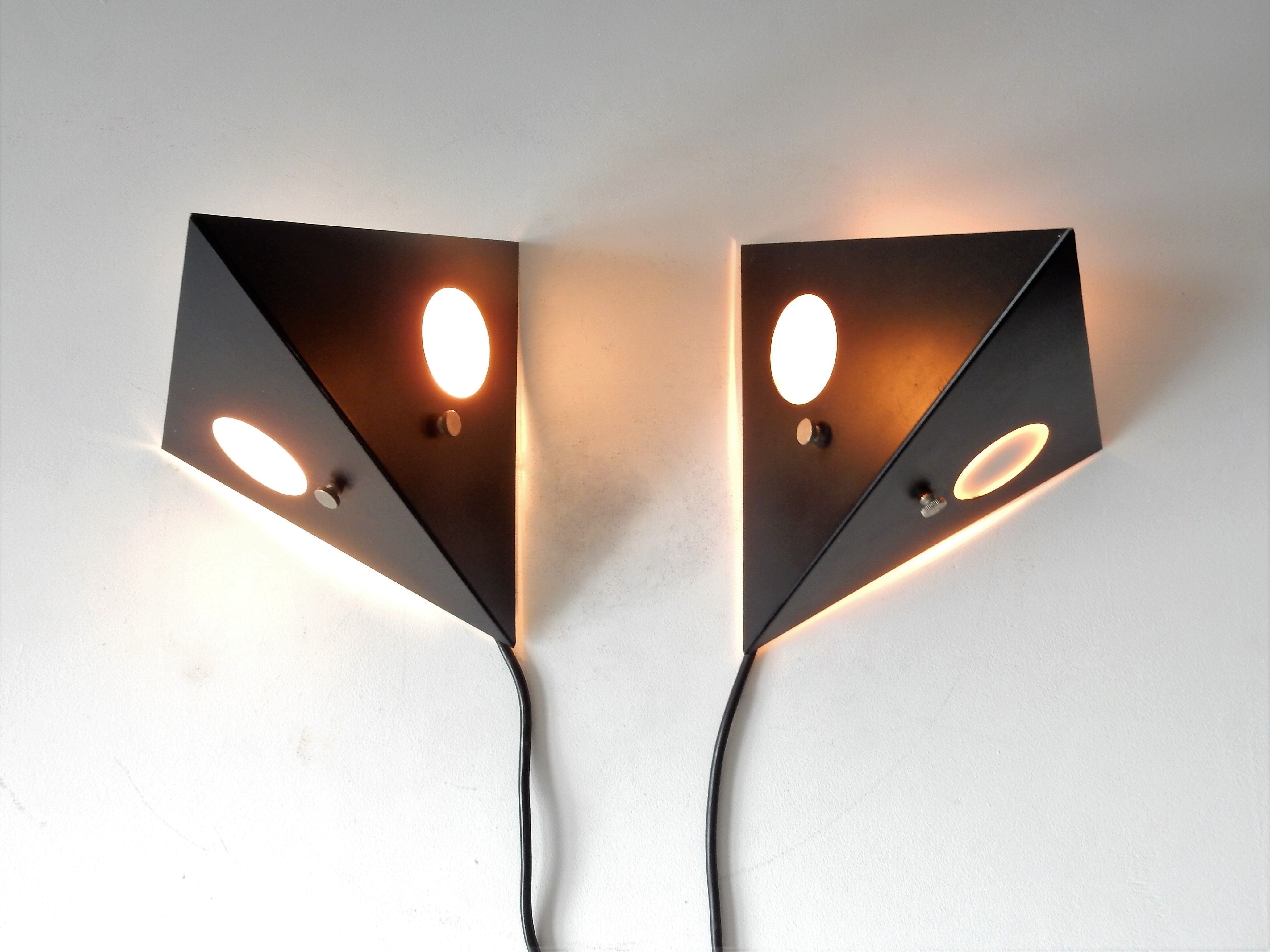 Mid-century dutch black metal night owl sconce from Raak, 1960s