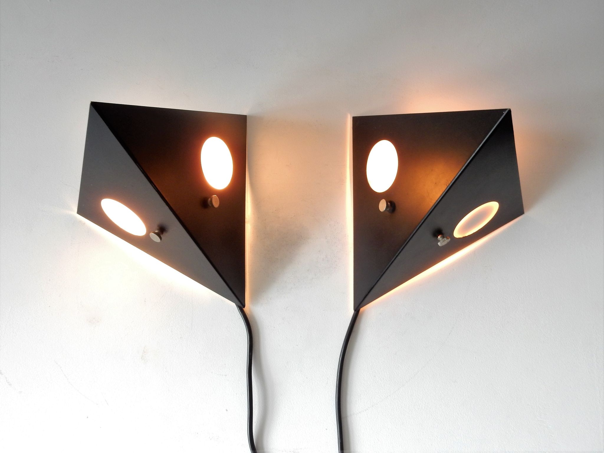 Mid-century dutch black metal night owl sconce from Raak, 1960s