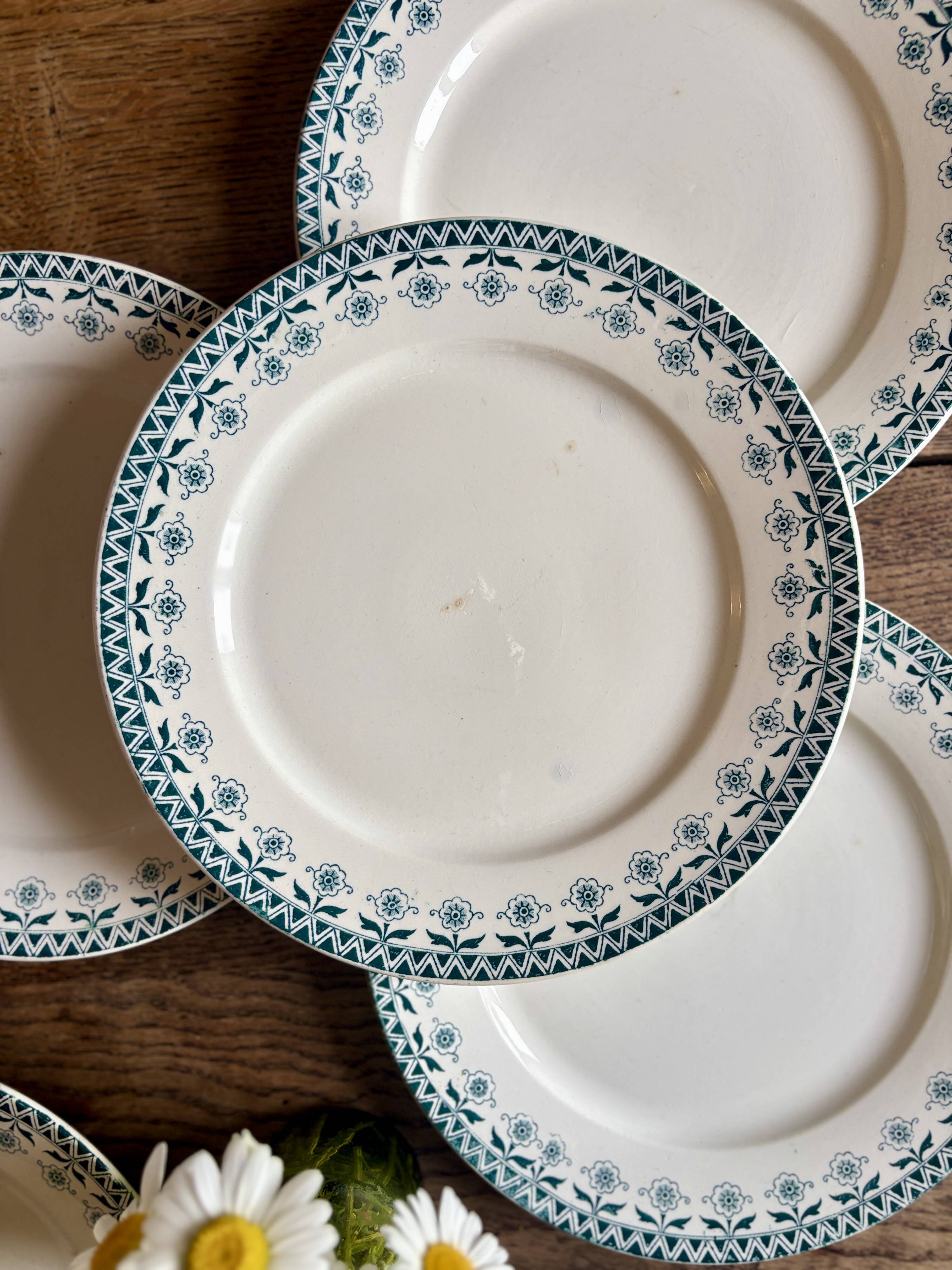 Set of 10 vintage ironstone plates by Henry of Sarreguemines.
