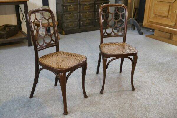 Pair of Art Nouveau bentwood chairs attributed to Koloman Moser for Jacob and Josef Kohn 1890/1910