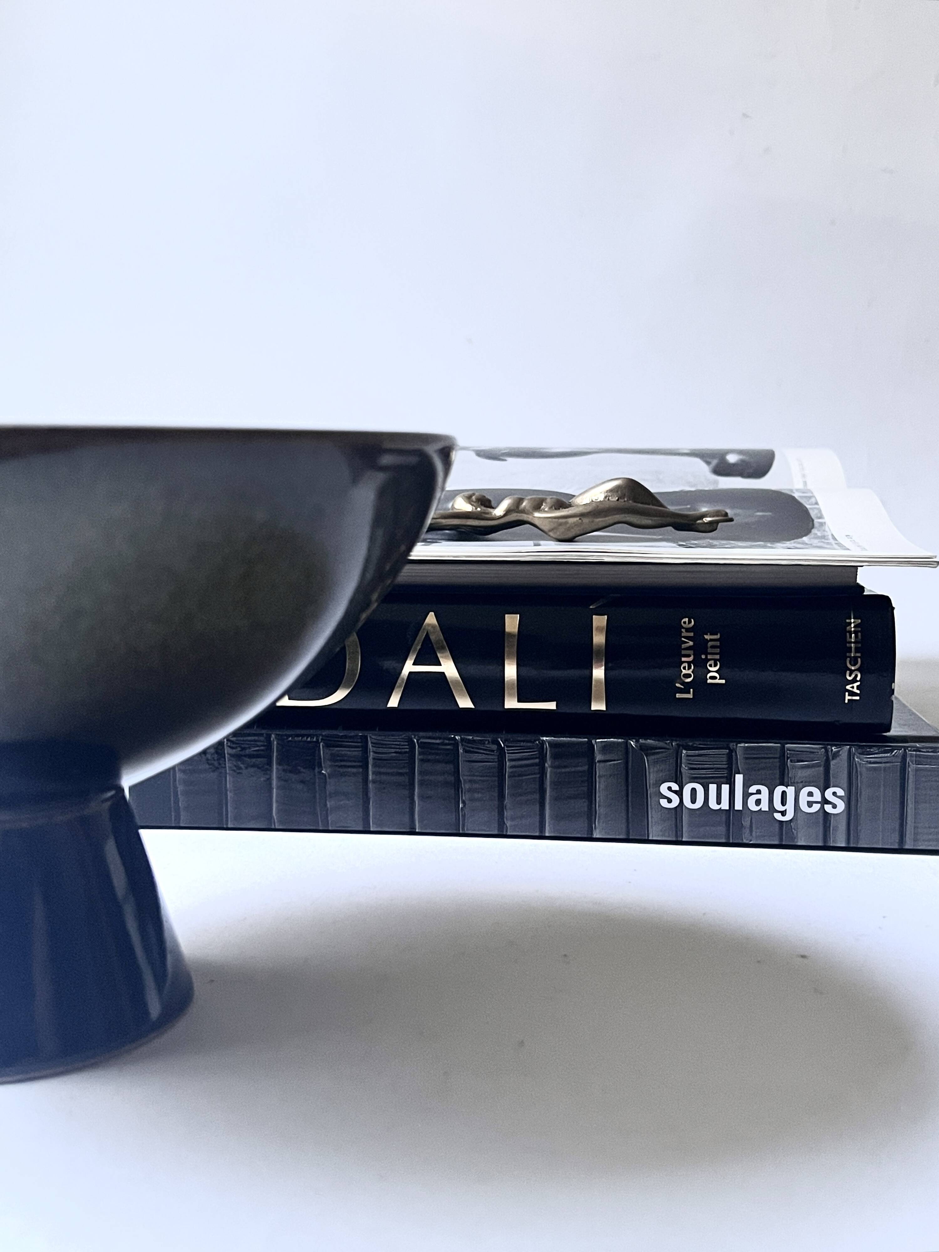 Footed ceramic glazed catchall, French design circa 1970.