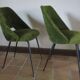 Pair of chairs tonneau moumoute green feet metal compass