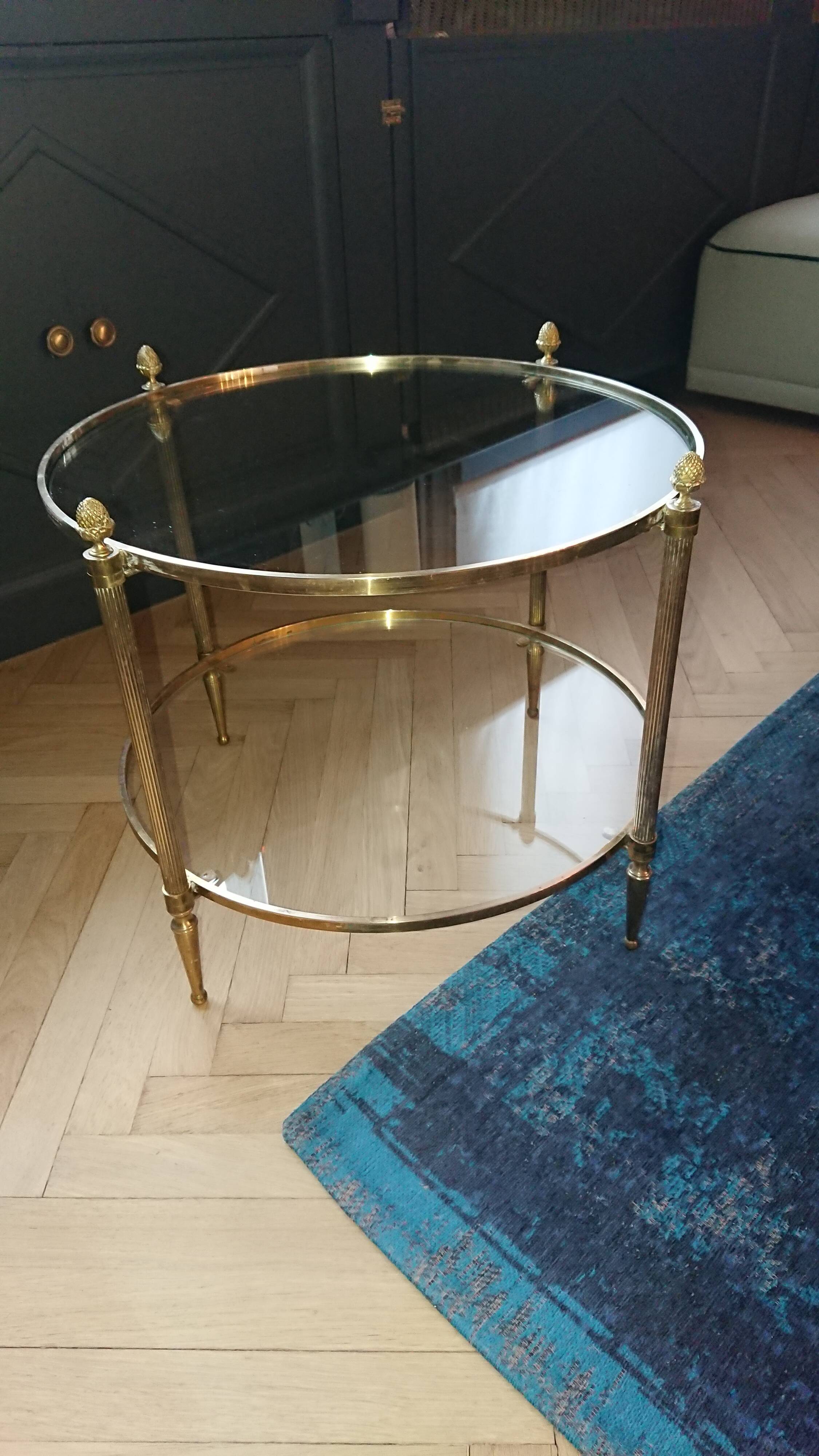 Brass and glass coffee table