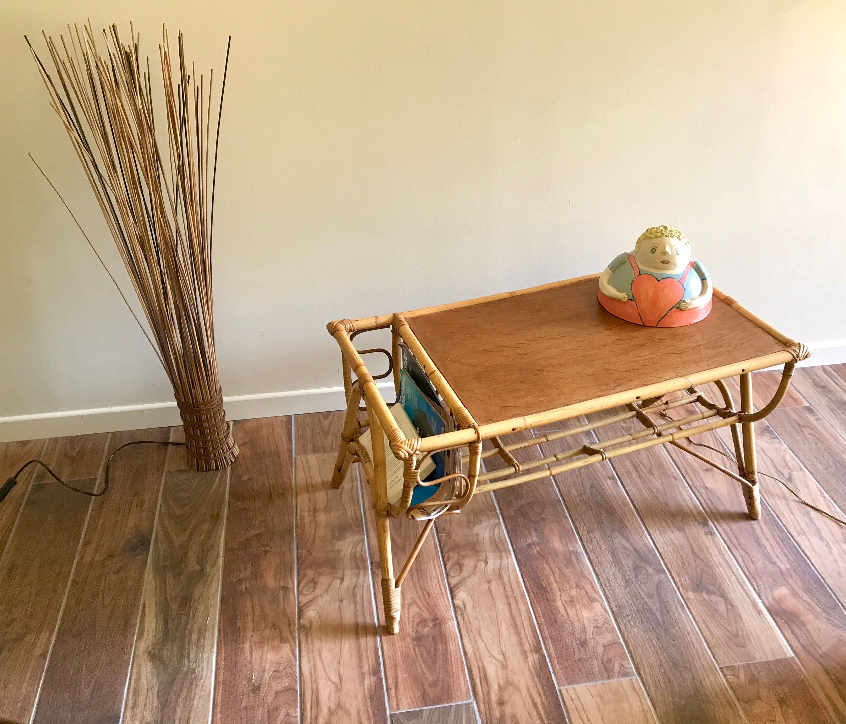 60s rattan coffee table