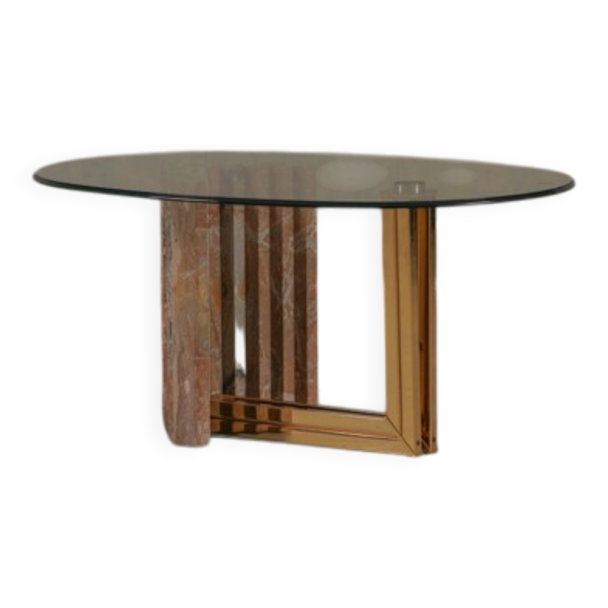 Table basse en marbre et laiton par Italo Valenti, Italie, années 1970.