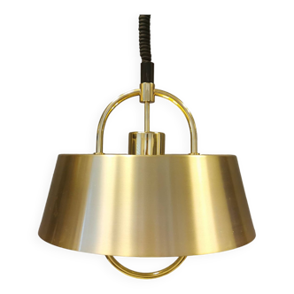 Brass hanging lamp, designed by Jo Hammerborg for Danish Fog&Mørup in 1977. Model Hercules