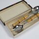 Vintage salad service in stainless steel and bamboo – Germany, years