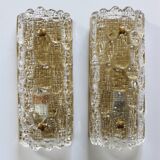 Pair of glass and brass sconces by Carl Fagerlund for Orrefors, 1960