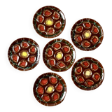 Set of 6 Vallauris oyster plates in slip - 1960s