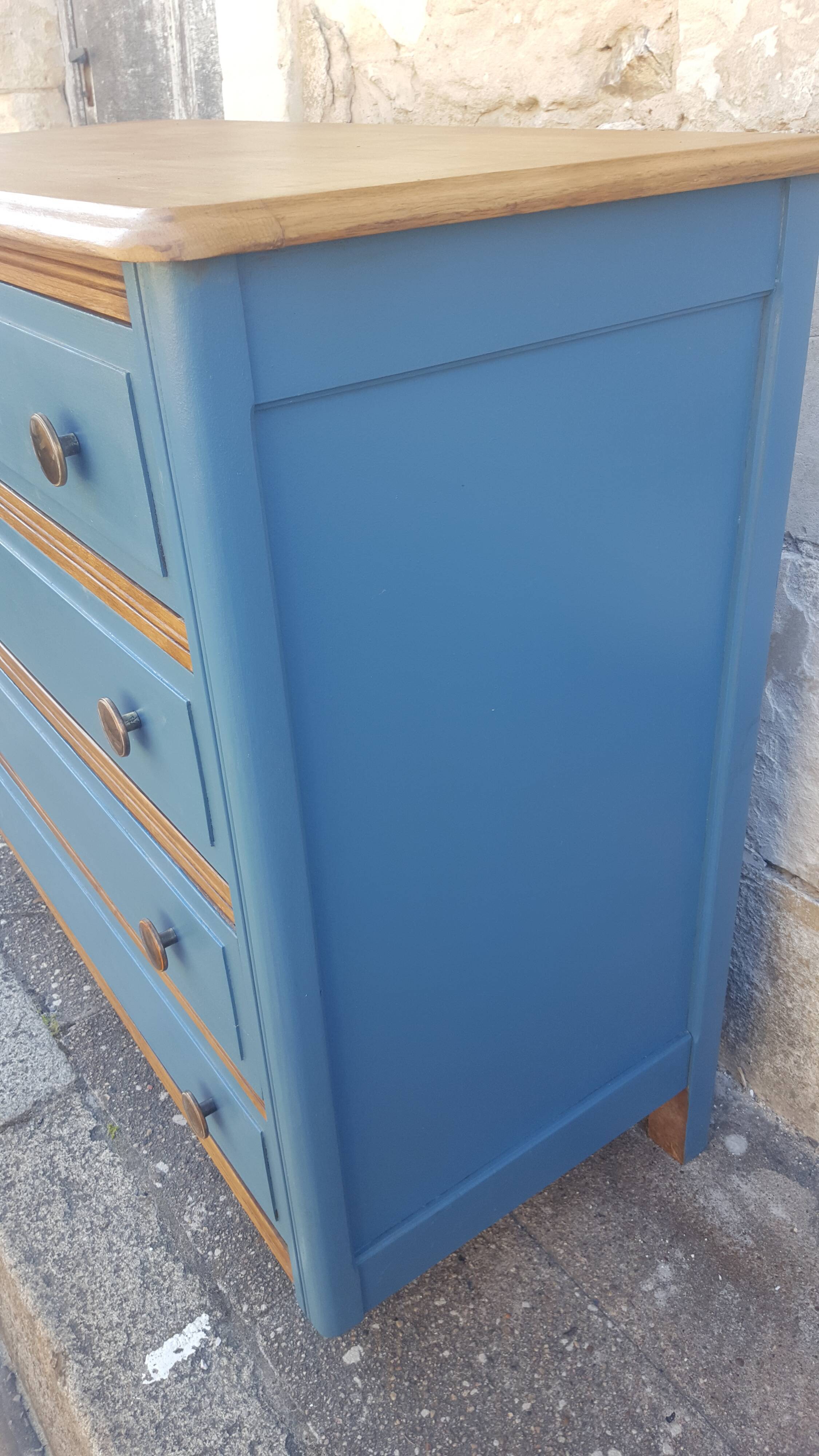 Vintage blue and wood dresser