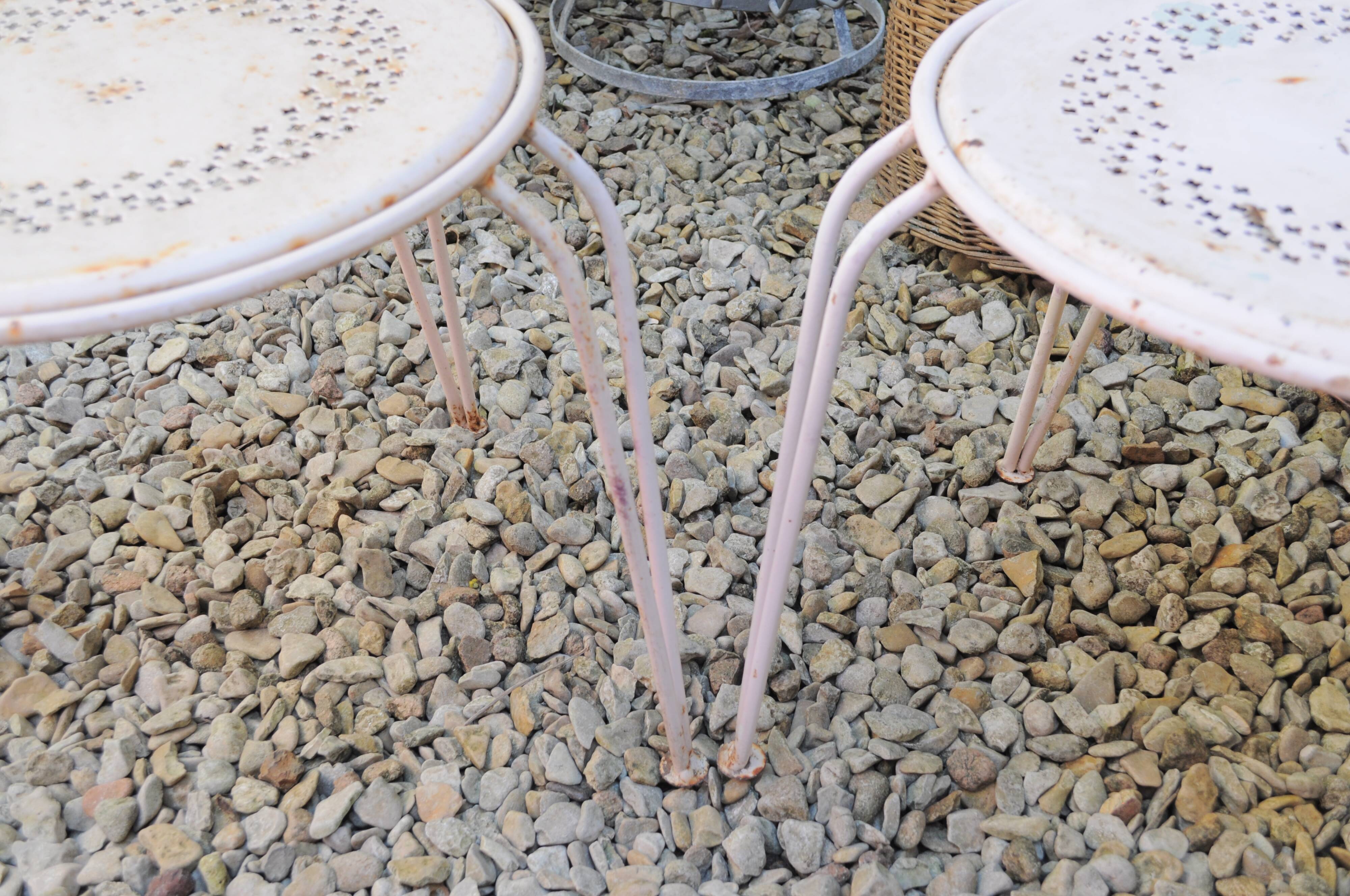 Pair of years 40-50 white metal garden chairs