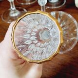 2 gold-edged crystal candlesticks