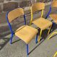 4 mismatched school chairs multicolor industrial vintage school community Mullca DELAGRAVE f