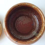 Pyrite stoneware ceramic candy box signed A (Signature to be identified)