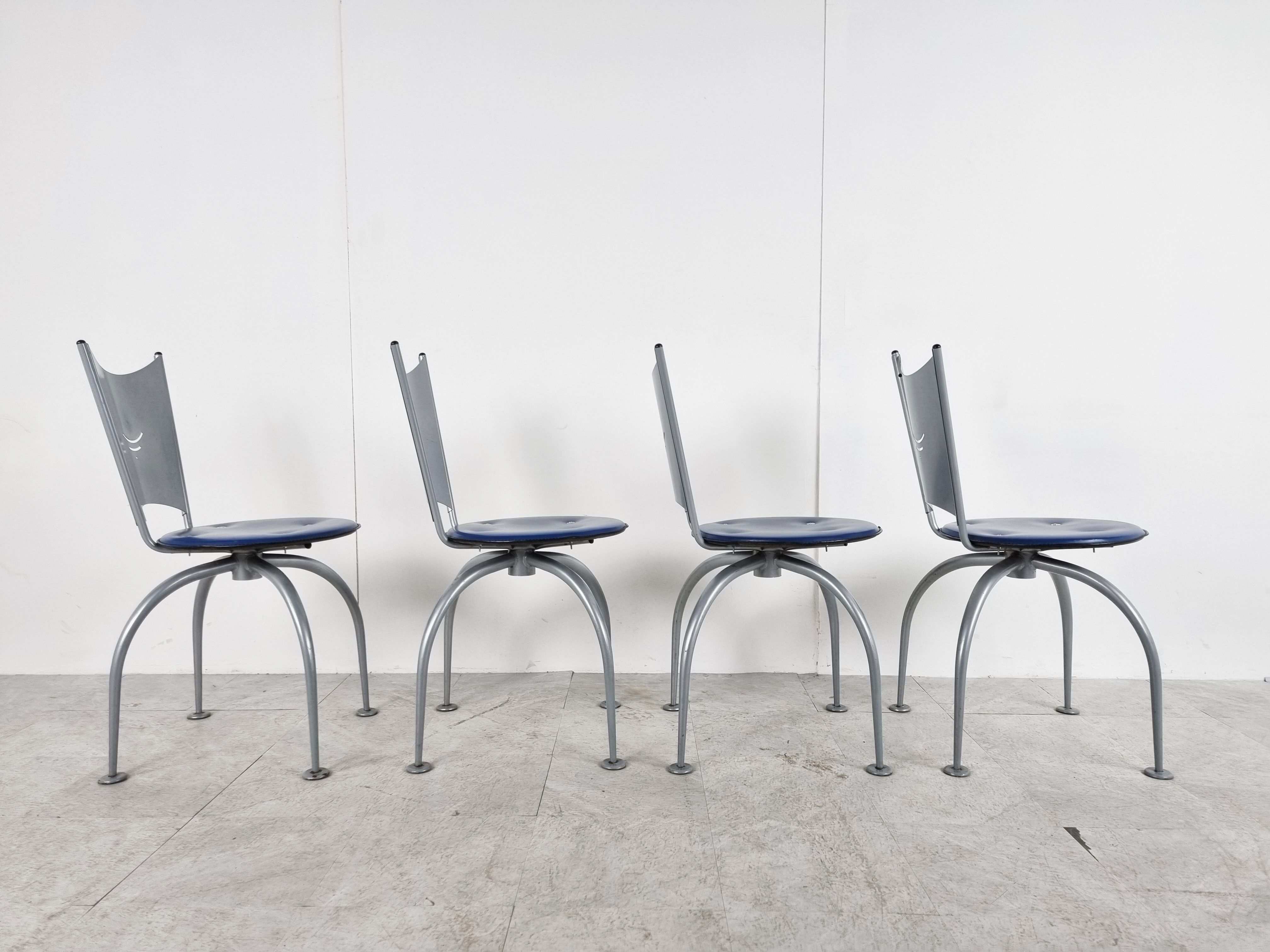 Post modern metal dining chairs, 1990s