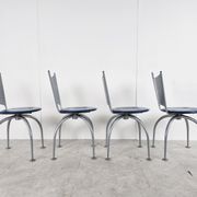 Chaises de salle à manger en métal post-modernes, années 1990