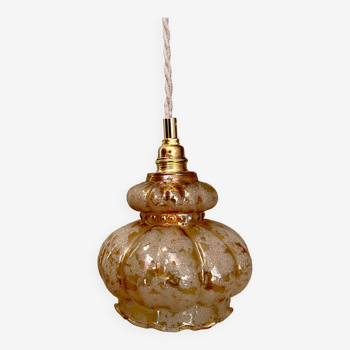 Vintage globe pendant light in amvré and granite glass