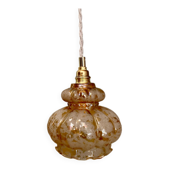 Vintage globe pendant light in amvré and granite glass