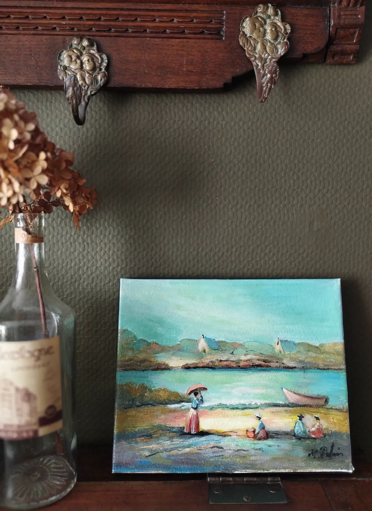 Michel Pabois - By the Sea - Oil on canvas signed.