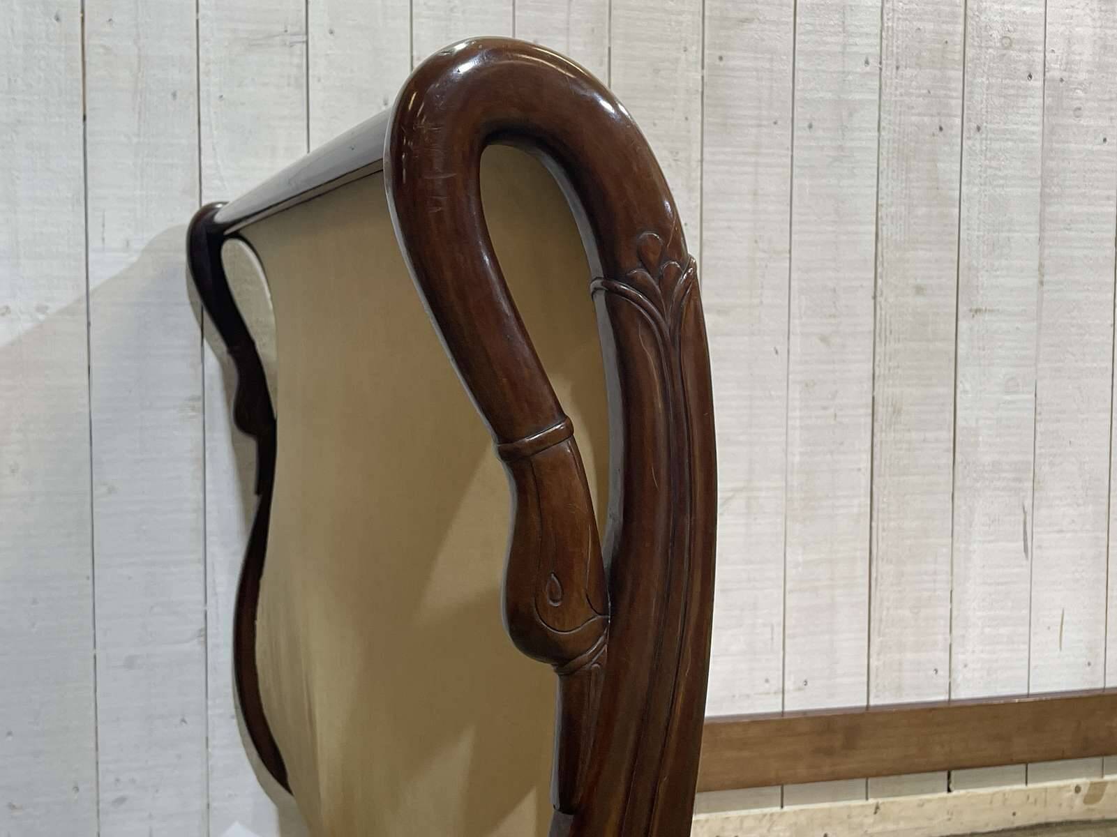 Early 19th century Empire mahogany bed with swan neck finials and claw feet