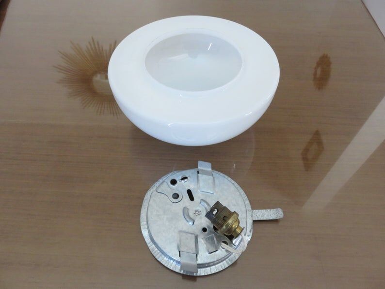 Pair of white opaline ceiling light 1970s