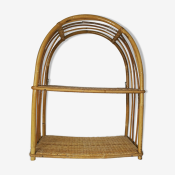 Vintage rattan shelf bow shape