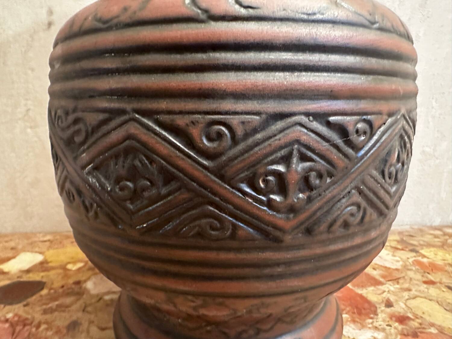 Jasba Vase 5005 - West Germany 60’s - Relief decor, Zoomorphic handles -