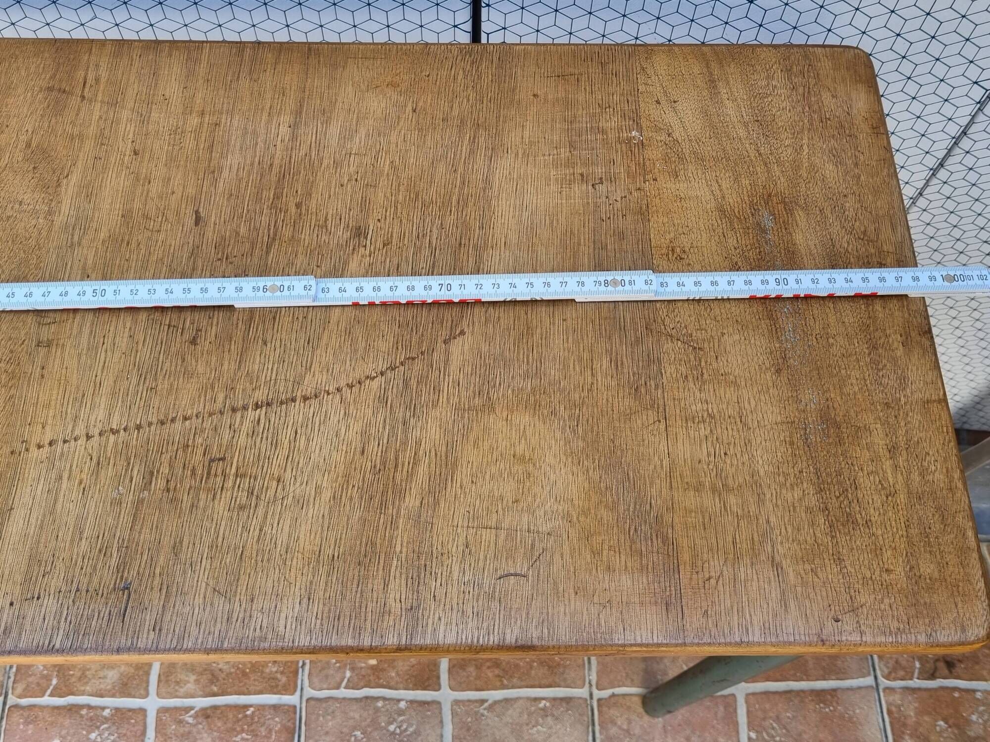 Vintage wooden and metal school desk