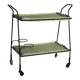 Vintage rolling table from 1960 - green rattan and black tubular metal