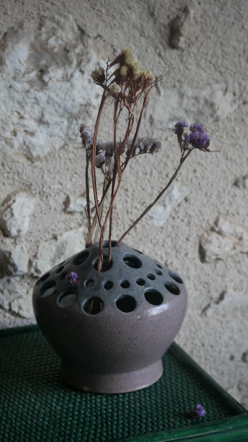 Pique-fleurs vintage en grès Accolay (pièce unique)