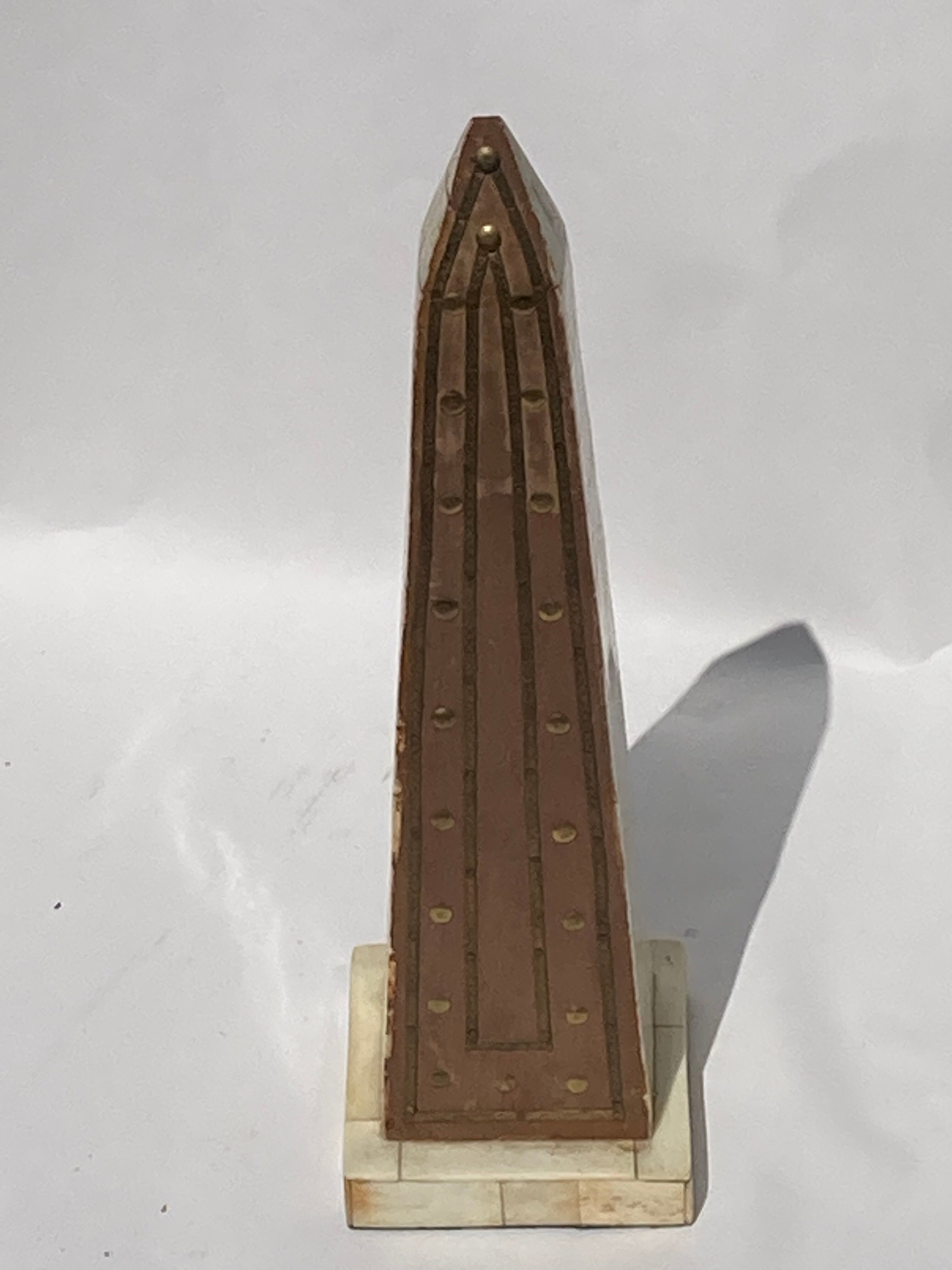 Grand tour bone inlay candle holders, candle sticks and obelisk, ca 1895 France