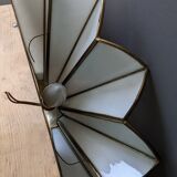 Pair of mother-of-pearl and brass fan wall lamps
