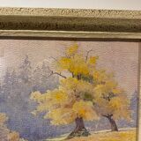 Old painting, landscape in nature, signed Andrée Bouchard (1903-2002)