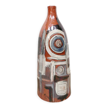 Vintage vase pottery clay 'Craquele Iridescent Pearl'