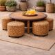 Coffee table and 4 stools in the style of Audoux & Minet.