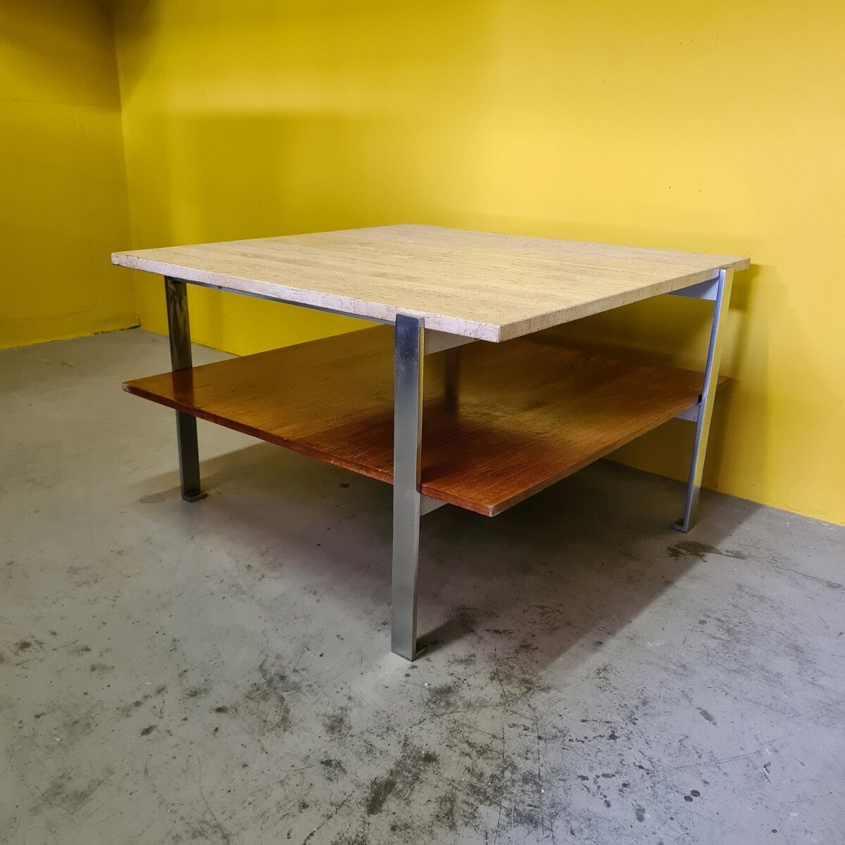 Vintage coffee table with travertine top, 1960s.