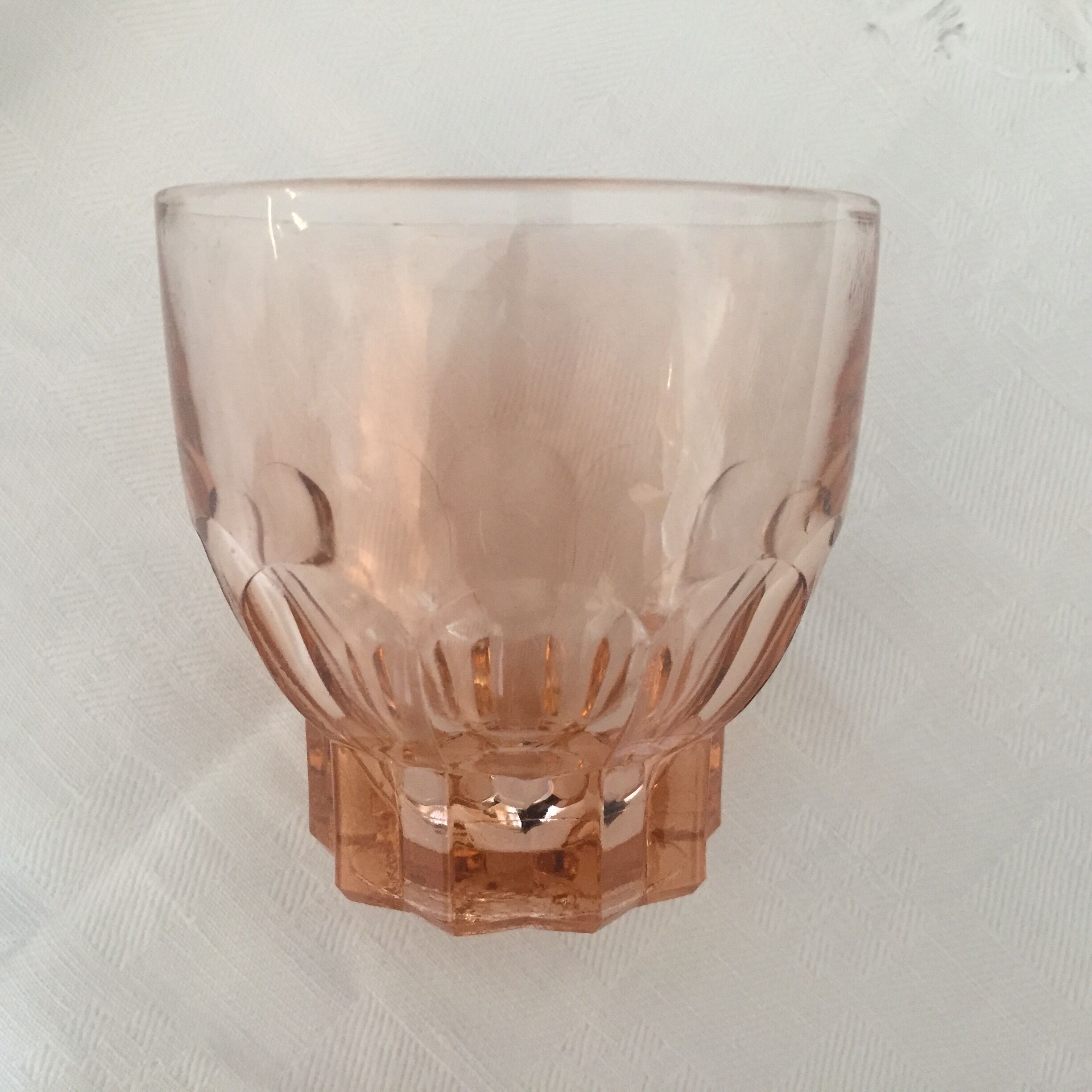 11 pink glasses and carafe