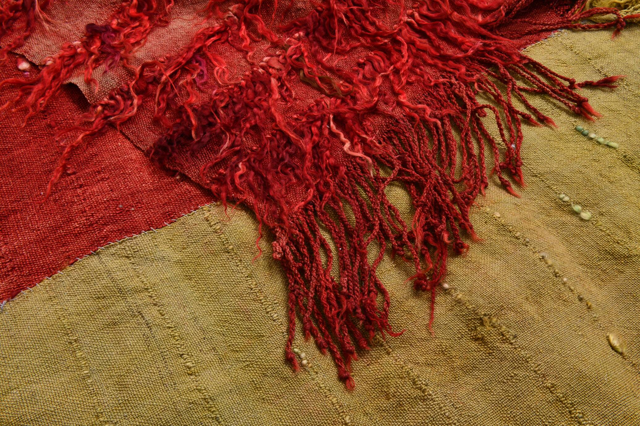 5x5 Square Green Red Vintage Kilim Rug, 145x157Cm