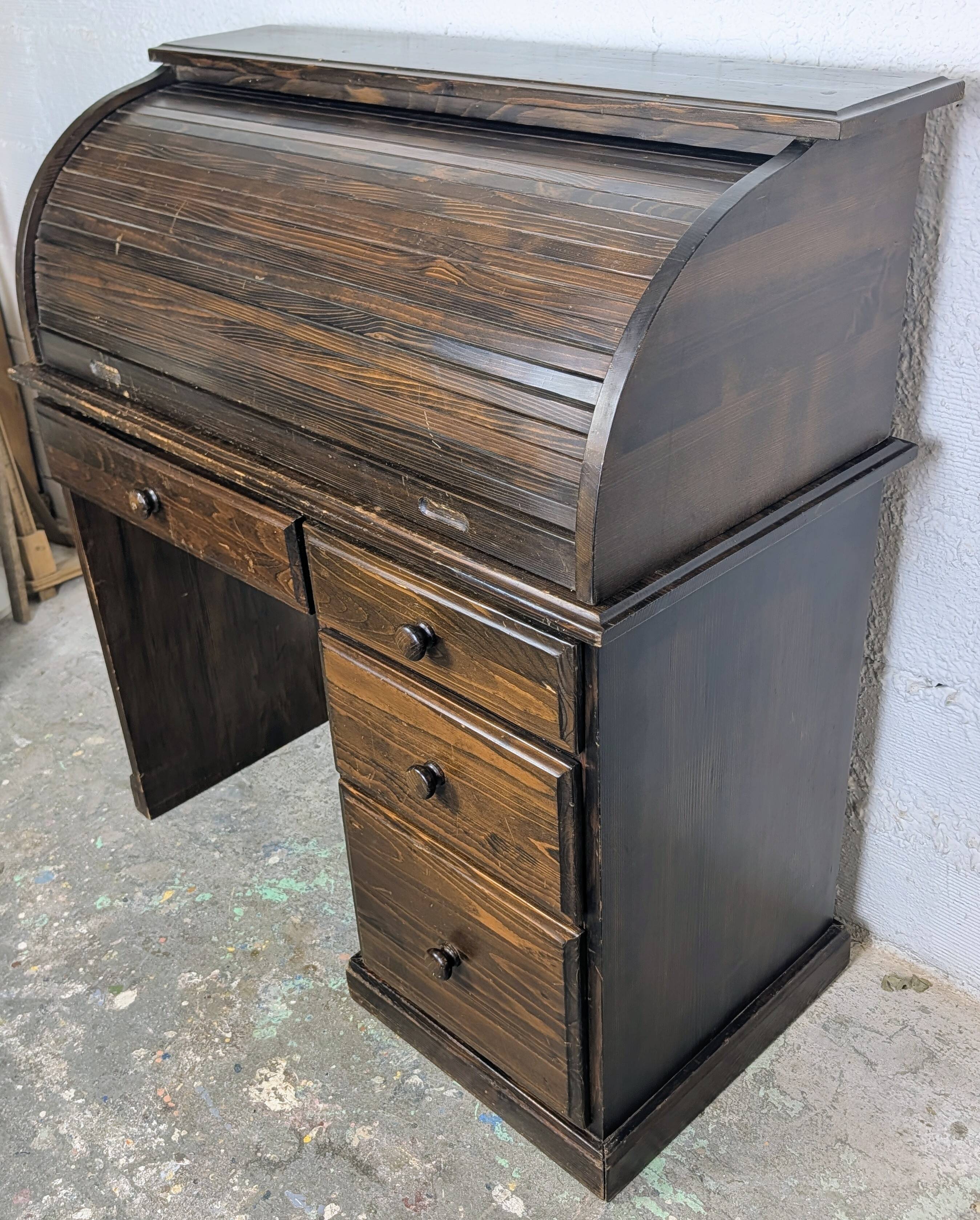 Bureau à cylindre en bois vintage