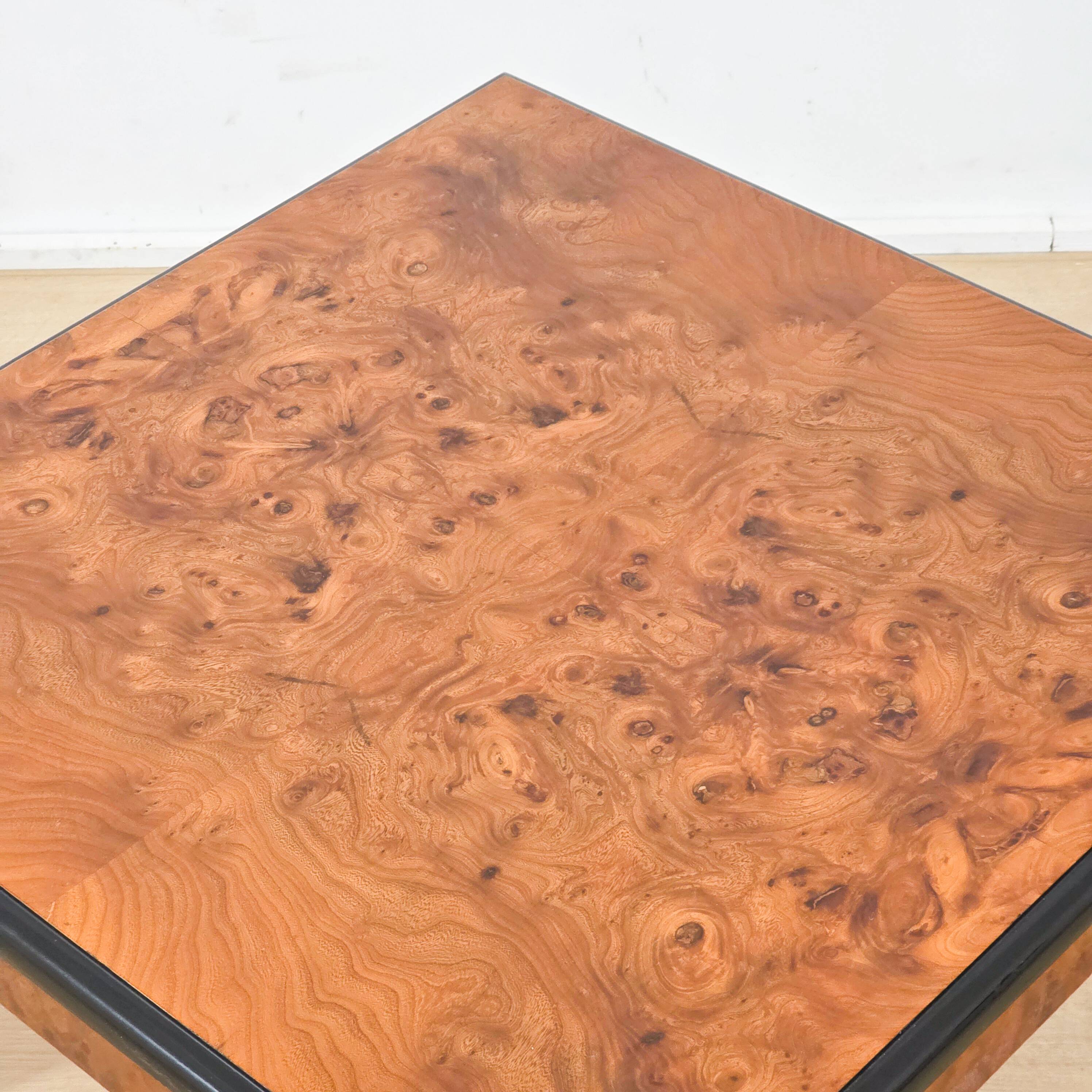 Coffee table in elm burl - 1970s